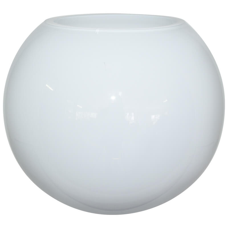 WHITE BUBBLE BALL VASE 17X20CM TRANS NATAL CUT GLASS
