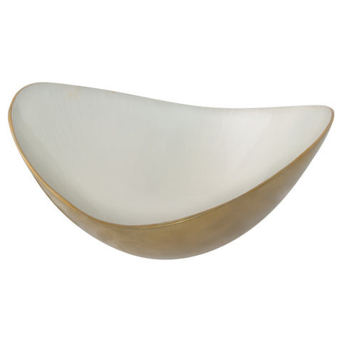 OVAL CURVED BOWL WHITE/GOLD 27X26CM TRANS NATAL CUT GLASS