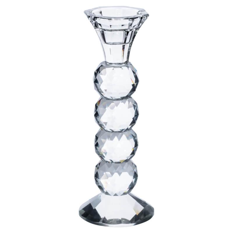 CRYSTAL BALL CANDLE HOLDER 19CM TRANS NATAL CUT GLASS