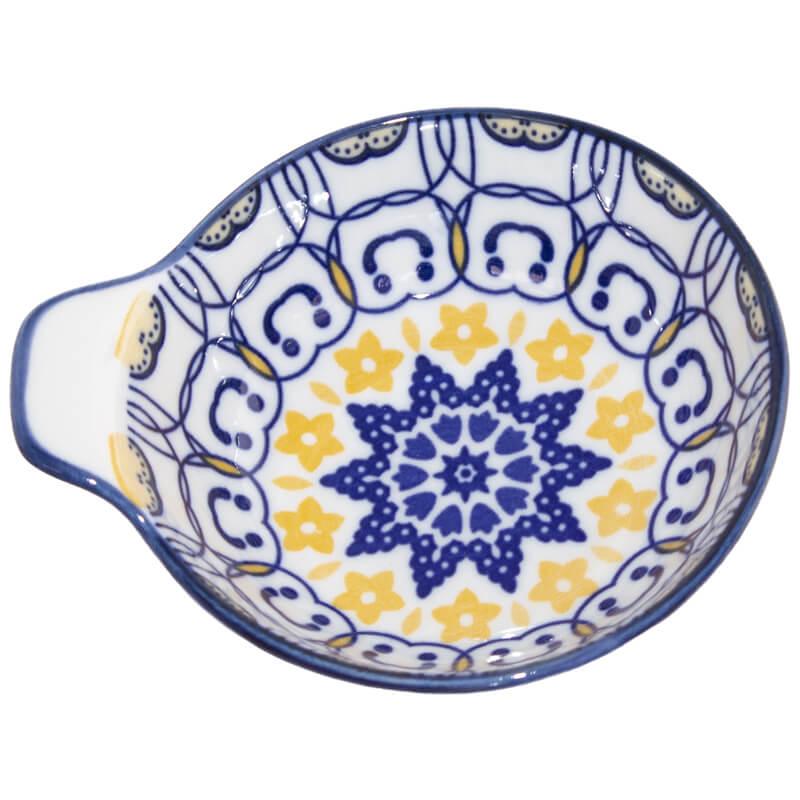 Marrakesh Hand Bowl Yel/Blue 12X6 TRANS NATAL CUT GLASS