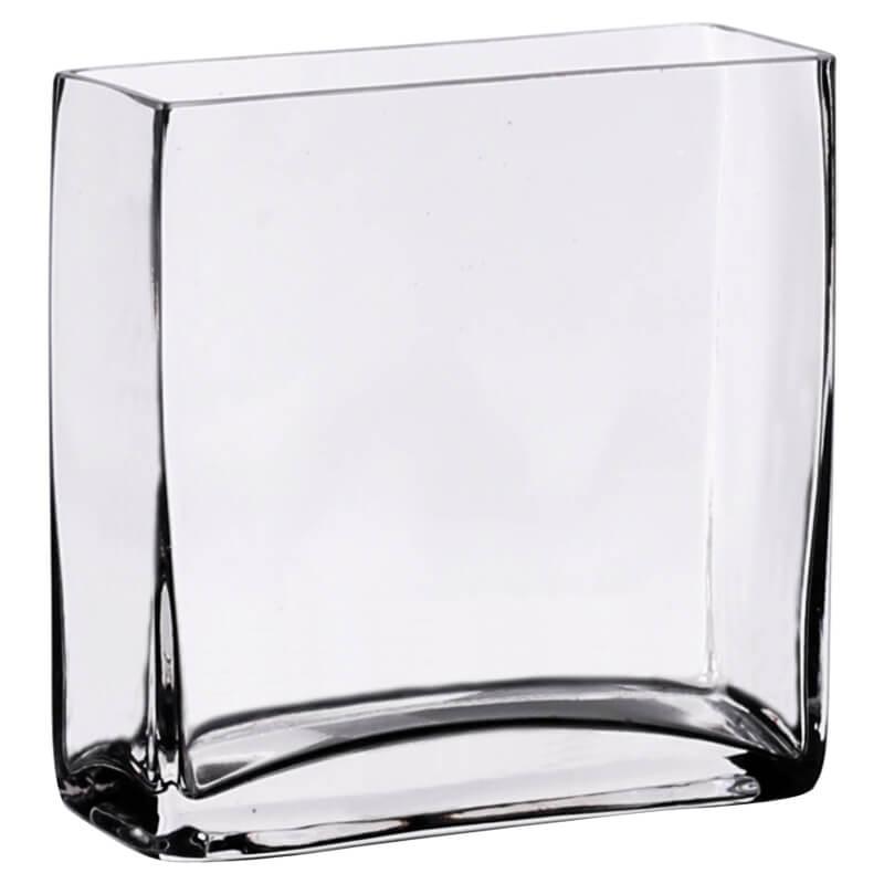 RECT VASE 15X6.3X15H TRANS NATAL CUT GLASS