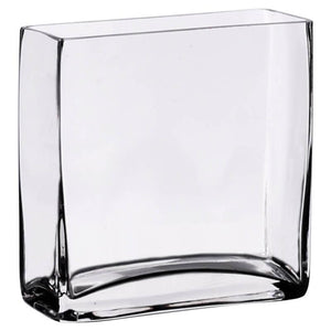 RECT VASE 15X6.3X15H TRANS NATAL CUT GLASS