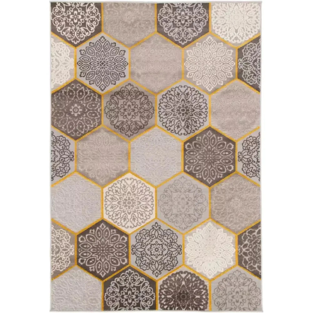 FLOW RUG 160X230 HEX YELLOW FLORAL